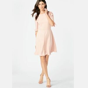 JUSTFAB Tie Sleeve Skater Dress (XXL) in Mellow Rose Pink Twee Ballet Coquette
